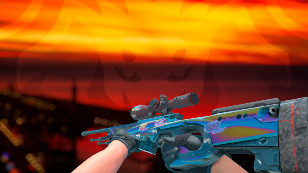 AWP Canhão Cromado com adesivos Gamer Legion