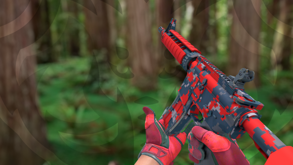 M4A4 Camuflagem Digital Vermelho luvas shemagh escarlate