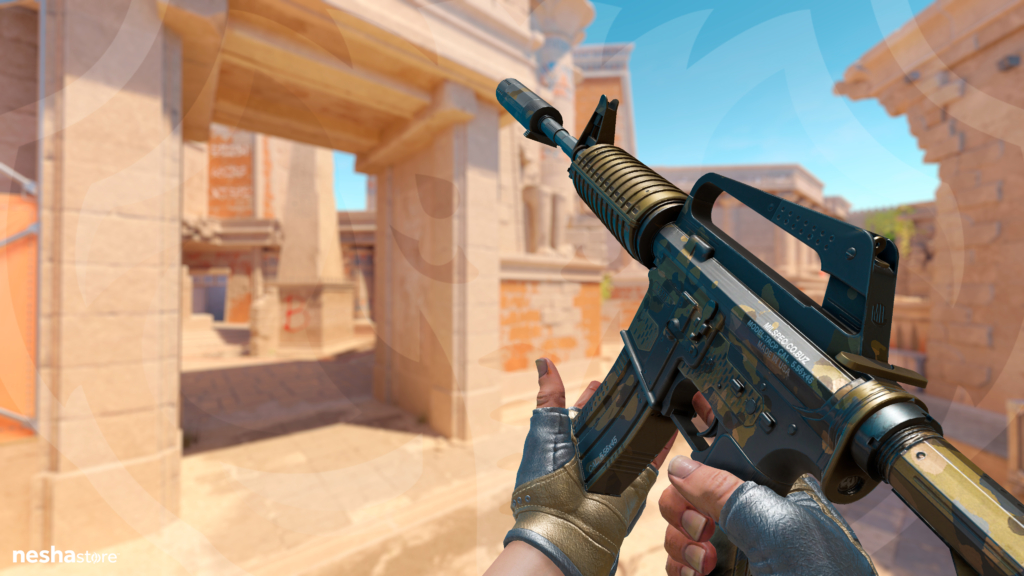 M4A1-S Enlameada com Luvas do Cão de Caça Bronzeada