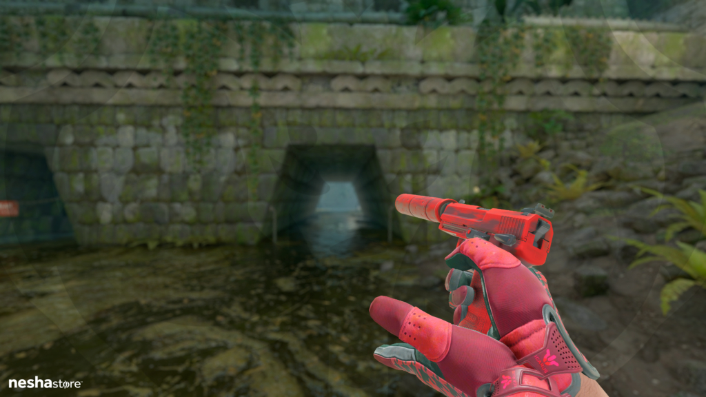 USP-S Bleeding Edge com Luvas Esportivas Shemagh Escarlate