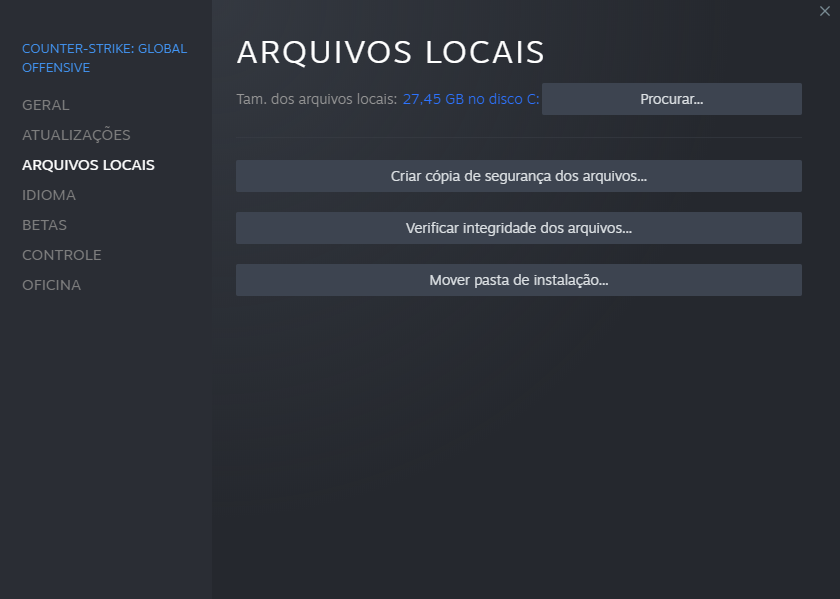 Arquivos Locais da Steam
