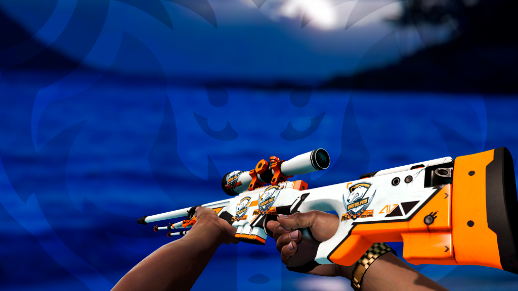 AWP Asiimov com adesivo VirtusPro