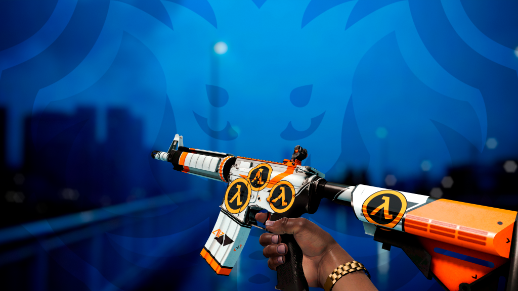 M4A4 Asiimov com adesivo Lambda