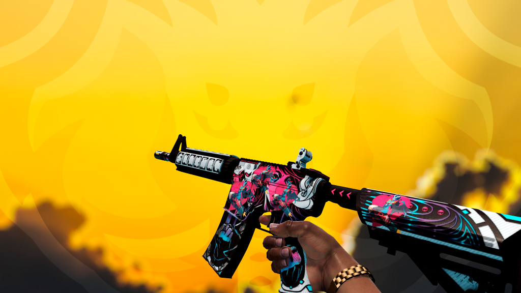 M4A4 Neo Noir com adesivo Rainha da Dor