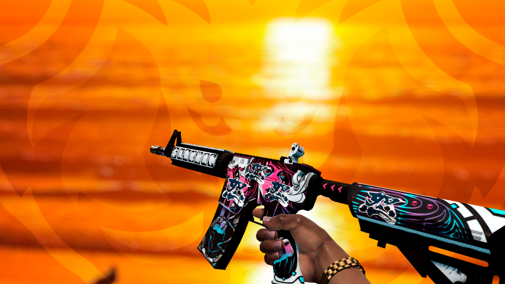 M4A4 Neo Noir com adesivo Fúria