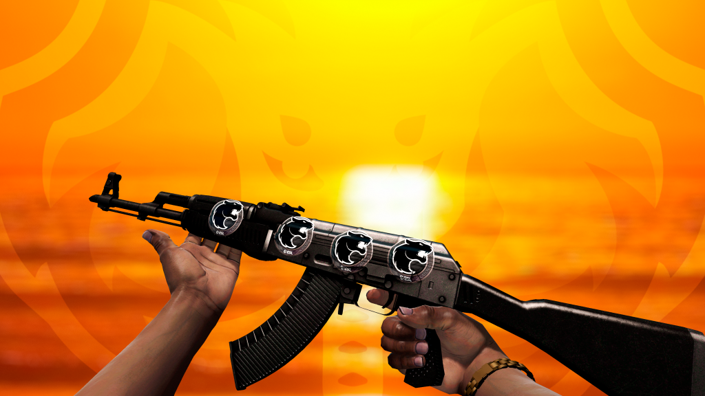 AK-47 Tons de Preto com adesivo Furia