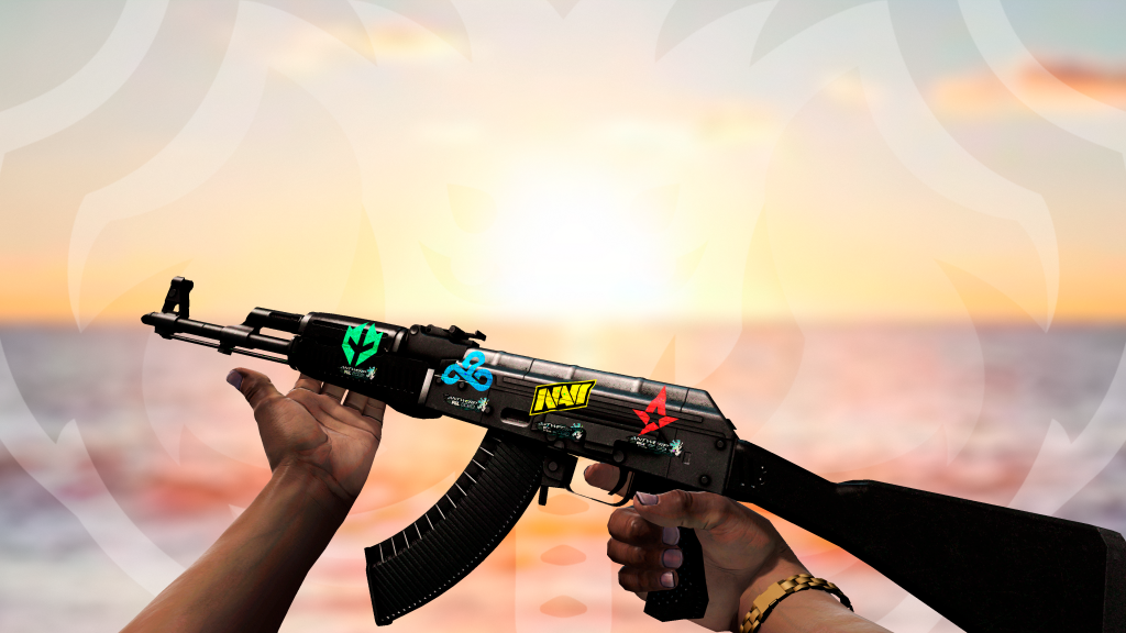 AK-47 Tons de Preto com adesivos Glitter