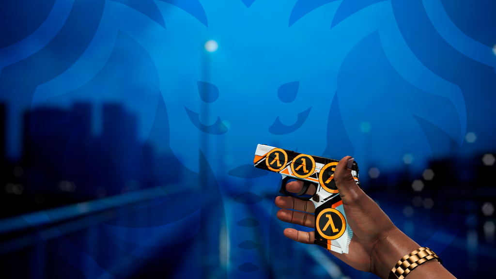 P250 Asiimov com adesivo Lambda