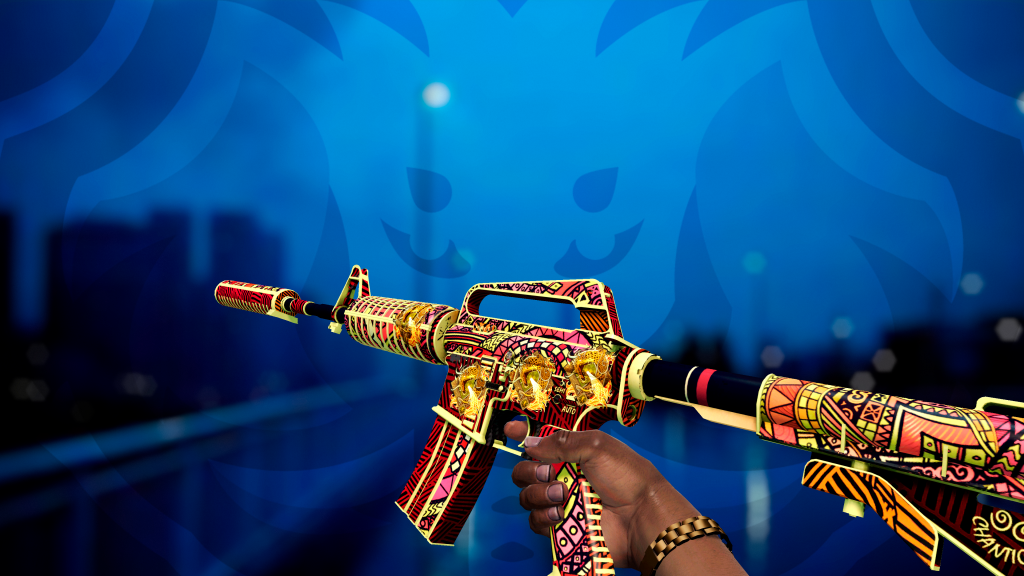 M4A1-S Fogo de Chantico com adesivo Sabedoria