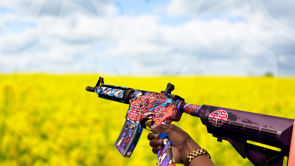 M4A4 Rei Dragão com adesivo Longevidade