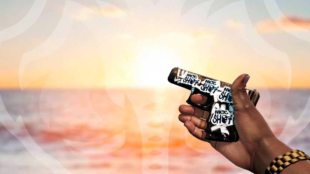 Glock-18 Rebelde das Terras Devastadas com adesivo Nice Shot