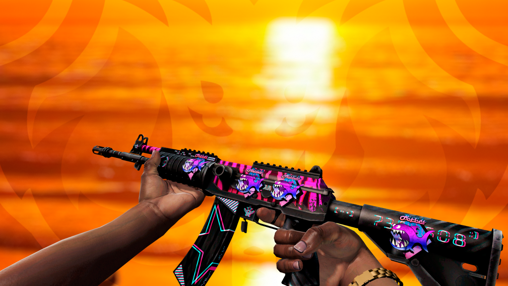 Galil AR Aberração Cromática com adesivo Peixe Roxo