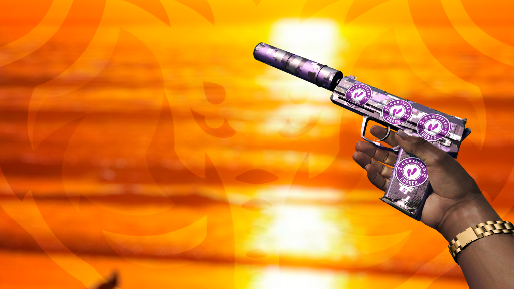 USP Camuflagem Digital — Roxo com adesivo Espreitador