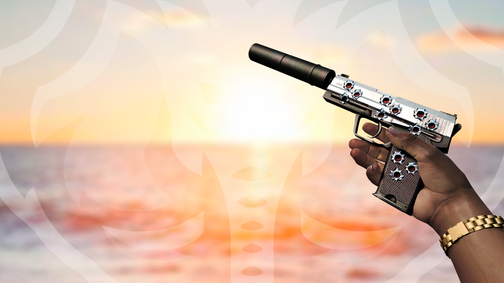 USP Inoxidável com adesivo Chuva de Balas