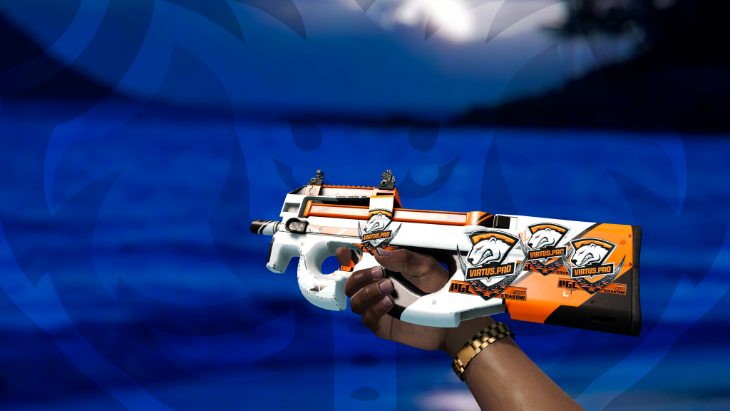 P90 Asiimov com adesivo Virtus Pro