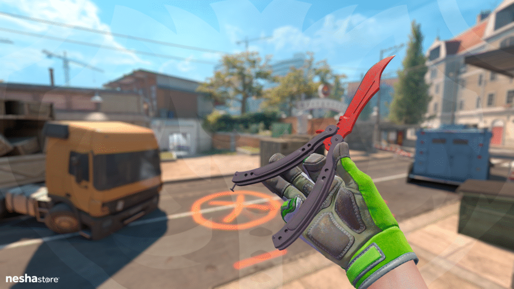 Canivete Borboleta Teia Rubra FalleN Luvas Teia Esmeralda