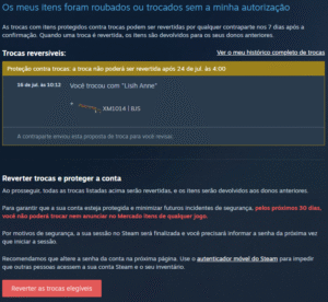 Reverter trocas elegíveis