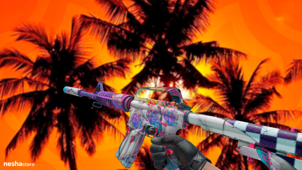 M4A1-S Vaporwave + Adesivo arT (Holográfico) Rio 2022