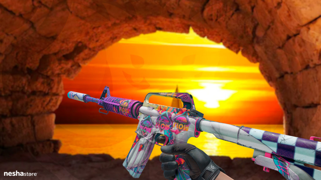 M4A1-S Vaporwave + Adesivo Fluxo — Tóxico (Holográfico)