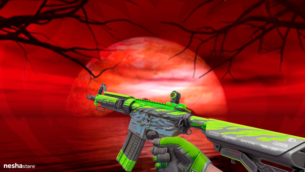 M4A4 | Velocidade Máxima + Luvas de Especialista | Teia Esmeralda