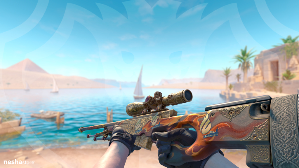 AWP Sovereign Flame com Sticker Copenhagen Flames Gold Stockholm 2021