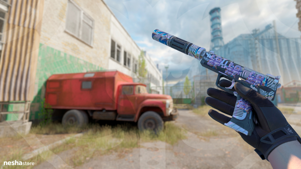 USP-S Spiral Glitch com Sticker Lost In Smoke Foil